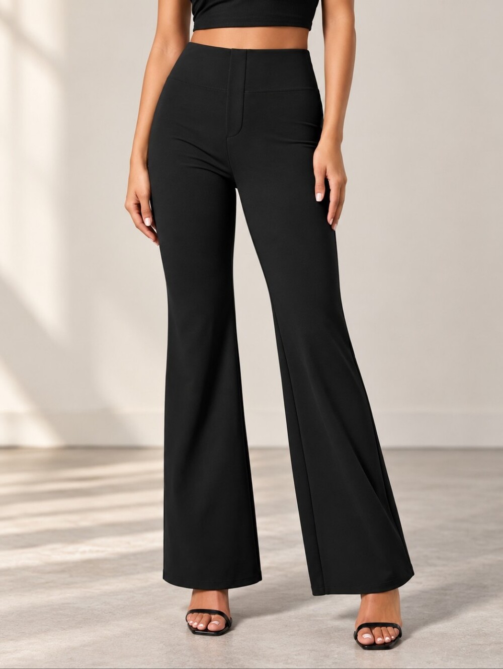 HALARA Black High-Waist Flare Pants
